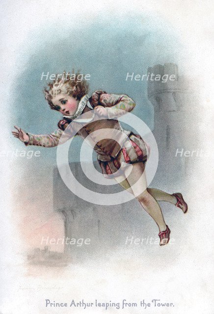 'Prince Arthur leaping from the Tower', 1897.Artist: Frances Brundage