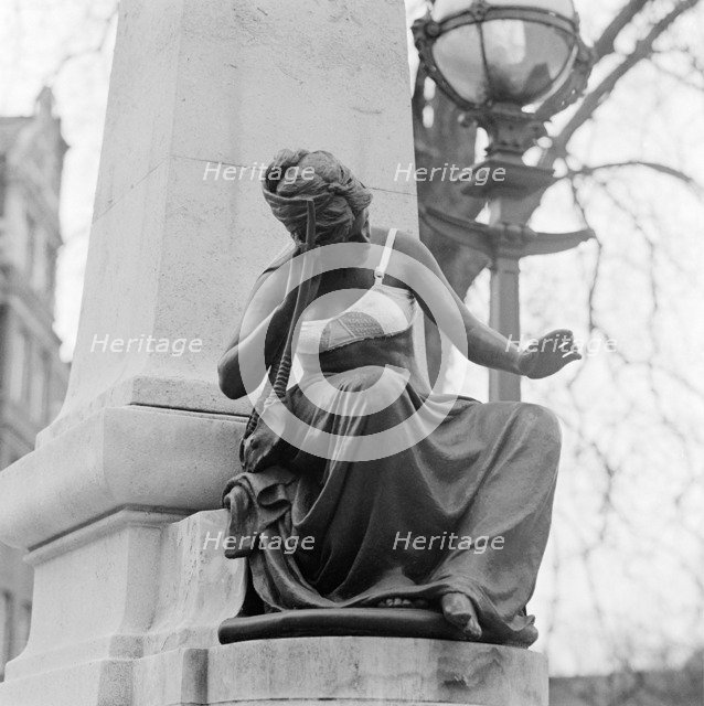 The Edward Onslow Ford Memorial wearing a bra, Abbey Road, St John's Wood, London, 1973. Artist: John Gay