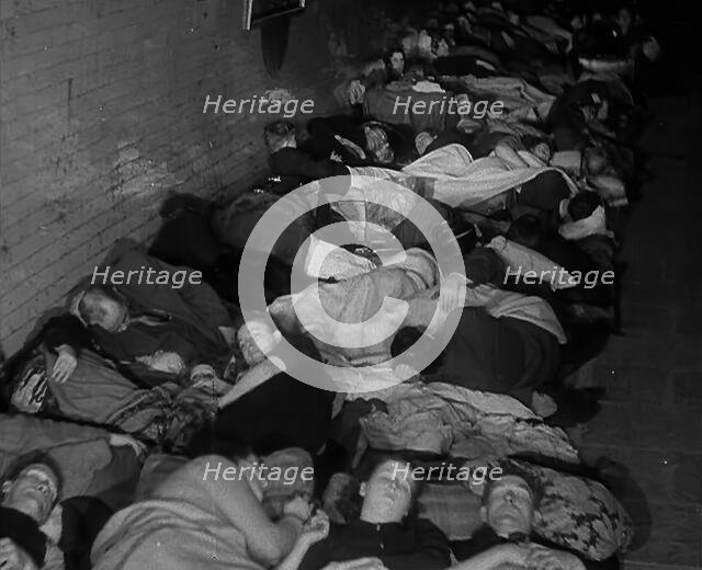 Civilians Sleeping in the London Underground, 1940. Creator: British Pathe Ltd.