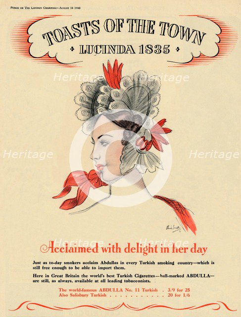 'Acclaimed with delight in her day, Toasts of the Town - Lucinda 1835, 1940. Artist: Unknown.
