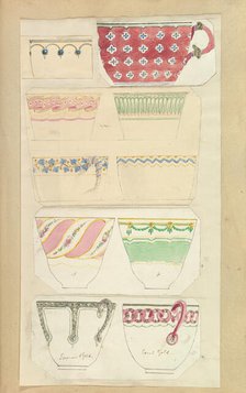 Ten Designs for Decorated Cups, 1845-55. Creator: Alfred Crowquill.