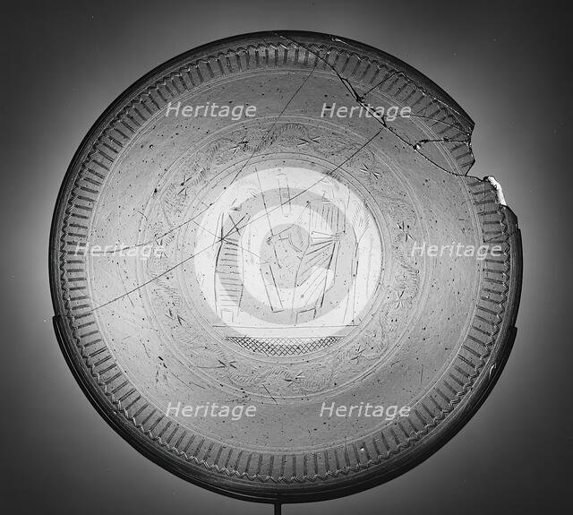 Glass Dish with an Engraving of the Raising of Lazarus, Late Roman, 4th-5th century. Creator: Unknown.