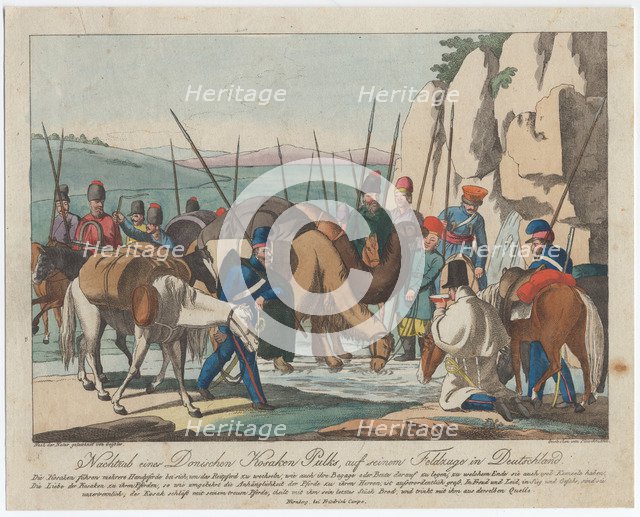 Don Cossacks resting in Germany, ca 1814. Artist: Geissler, Christian Gottfried Heinrich (1770-1844)