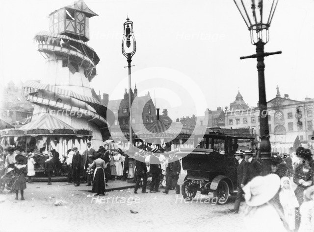 Goose Fair, Market Place, Nottingham, Nottinghamshire, 1910(?). Artist: Unknown