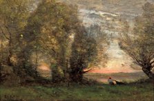 The fisherman, evening effect, ca 1860-1870. Artist: Corot, Jean-Baptiste Camille (1796-1875)