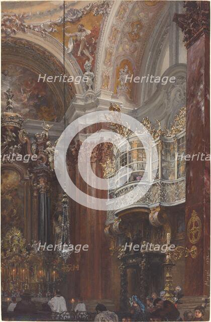 The Interior of the Jacobskirche at Innsbruck, 1872. Creator: Adolph Menzel.
