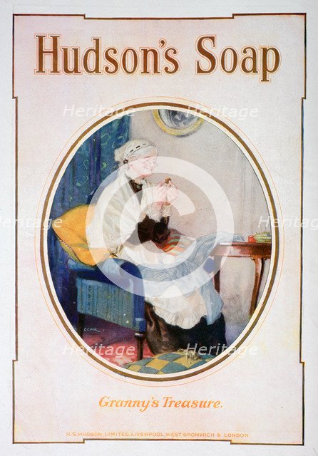 'Granny's Treasure', Hudson's soap advert, 1918. Artist: Unknown