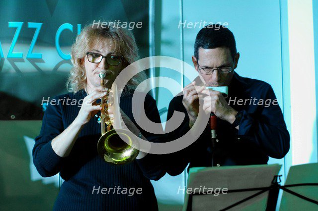 Sue Richardson and Adam Glasser, Seaford Head Golf Club, Seaford, Feb 2016. Artist: Brian O'Connor.