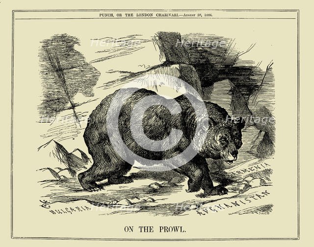 Russian Bear on the Prowl in Bulgaria, Armenia and Afghanistan (Punch magazine, 1886), 1886. Creator: Anonymous.