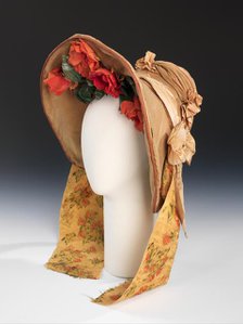 Wedding bonnet, American, 1837. Creator: Unknown.