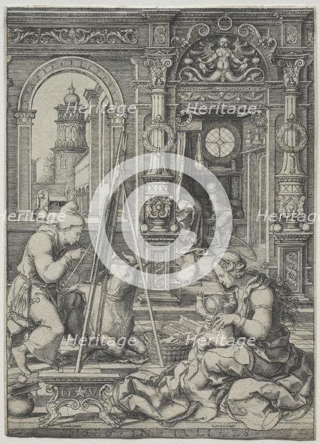 St. Luke Painting the Virgin, 1526. Creator: Dirk Vellert (Netherlandish, 1480/85-1547).