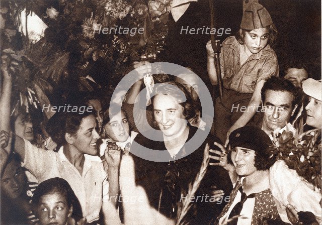 Dolores Ibarruri 'The Pasionaria', Spanish Communist deputy, after his acclaimed speech at the Pa…