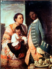 Mestizo, mixed birth from Cambuso Chinese and Loba Indian, 18th century Mexican painting in the M…
