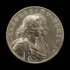 Charles XI, 1655-1697, King of Sweden 1660, and Ulrica Leonora of Denmark, d. 1693..., [obv], 1680. Creator: Arvid Karlsteen.