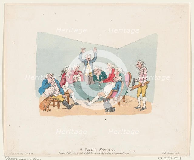 A Long Story, 1803 (reissued after 1821)., 1803 (reissued after 1821). Creator: Thomas Rowlandson.