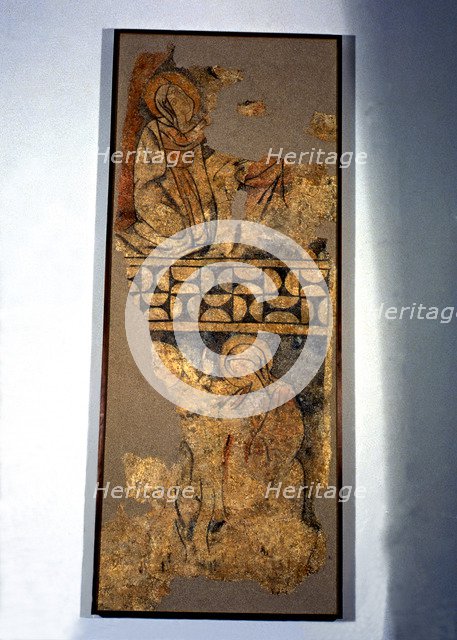  'The Annunciation', fragment of the mural painting from the apse of the church of St. Peter ad V…