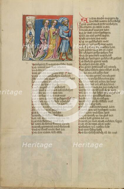 Lot's Wife Becomes a Pillar of Salt; Weltchronik, about 1400-1410. Creator: Unknown.