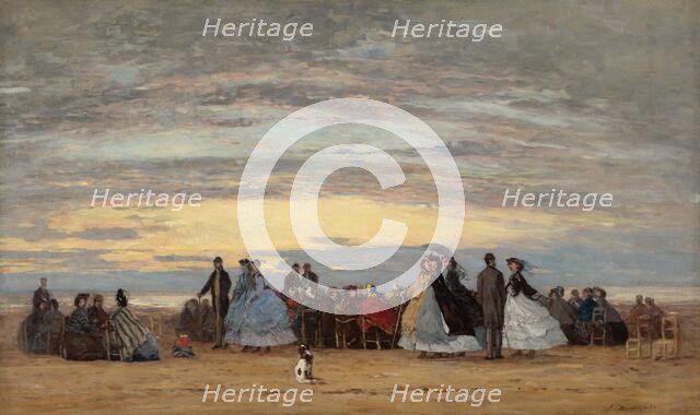 The Beach at Villerville, 1864. Creator: Eugene Louis Boudin.