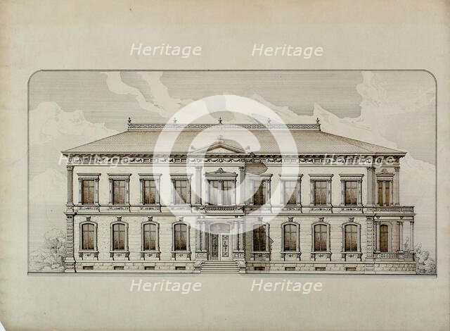 Design Studies, Elevation of a Villa, Presentation Elevation, c. 1870. Creator: Carl J Furst.