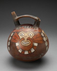 Double Spout Vessel Depicting Costumed Figure Wearing Feline Mask, 180 B.C./A.D. 500. Creator: Unknown.