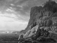 The entrance to Holmestrand in Norway with the road from Drammen along the cliff face..., 1797-1845. Creator: Jens Peter Møller.