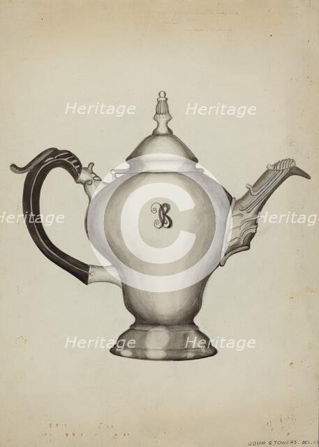 Silver Teapot, c. 1936. Creator: John R. Towers.