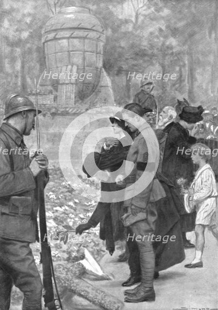 'La part de la douleur; au soir du "jour de Gloire": le pelerinage pieux des peres..., 1919. Creator: J Simont.