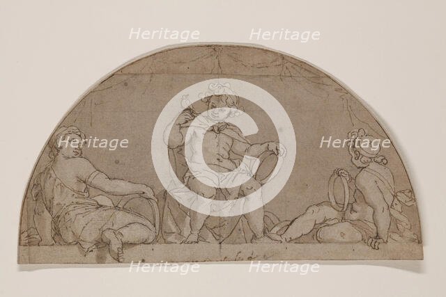 Study for a Lunette with Three Youths Holding Rings, between late 16th and early 17th century. Creator: Unknown.