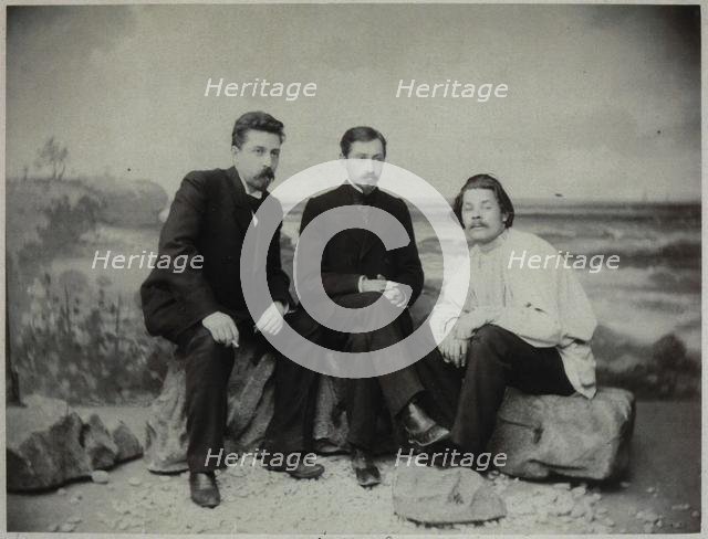 Maxim Gorky, Ivan Bunin and Nikolai Teleshov, 1900. Artist: Anonymous  