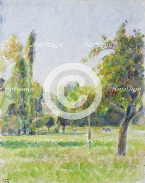 Study of the orchard of the artist's house at Eragny-sur-Epte, c1890. Artist: Camille Pissarro.