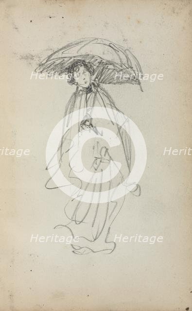 Italian Sketchbook: Standing Woman with Parasol (page 259), 1898-1899. Creator: Maurice Prendergast (American, 1858-1924).