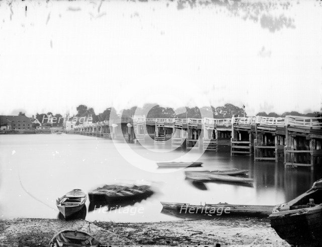 Old Putney Bridge from across the River Thames in Putney, London, c1860-c1922. Artist: Henry Taunt