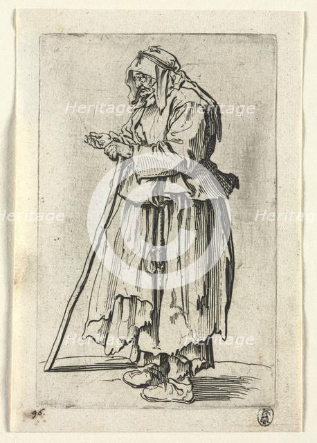 The Beggars: Beggar Woman Coming to Receive Alms, c. 1623. Creator: Jacques Callot (French, 1592-1635).