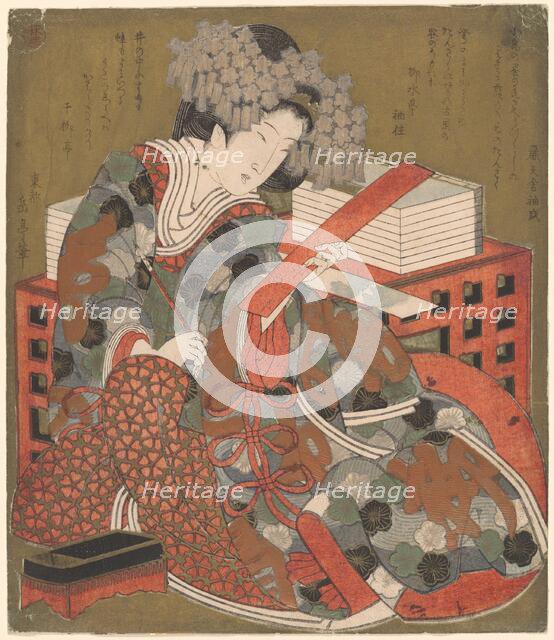 Woman About to Write a Poem, c. 1824. Creator: Gakutei.