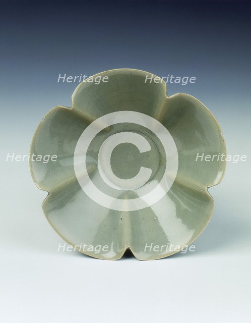 Five-petalled Yaozhou celadon bowl, Five Dynasties-early Northern Song dynasty, 10th century. Artist: Unknown