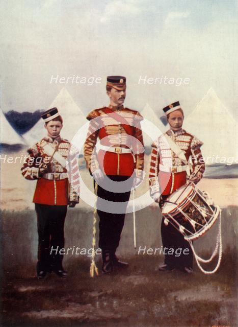 'Drum-Major and Drummers, Coldstream Guards', 1900. Creator: Gregory & Co.