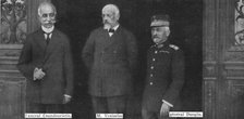 'Les evenements d'orient; les << triumvirs >> a Salonique: l'amiral Coundouriotis, M.Venizelos et le Creator: Unknown.