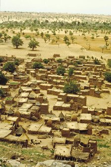 Village from the Bandiagara Escarpment, Pays Dogon, Mali, 1990. Creator: Amanda Waite.
