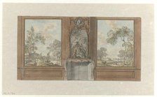 Design for room wall with chimney piece wih motif of the baptism of the Eunuch, c.1752-c.1819. Creator: Juriaan Andriessen.