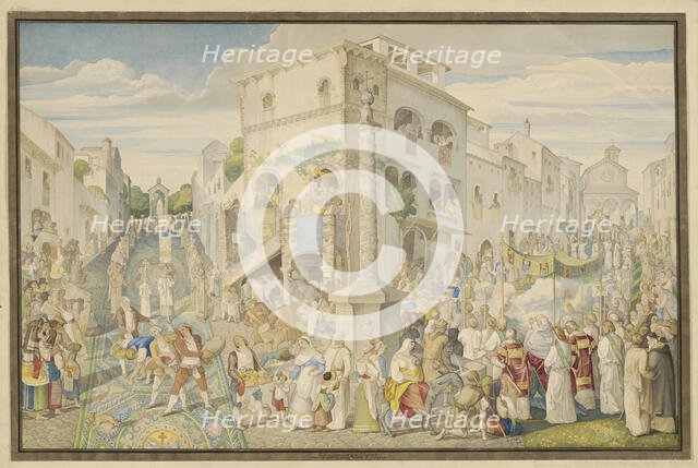 The Flower Festival in Genzano during the Octave of Corpus Christi, 1821. Creator: Johann Anton Ramboux.