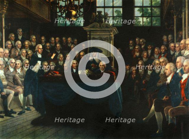 'William Pitt, the Younger, Addressing the Commons', 1793, (1947).  Creator: Anton Hickel.