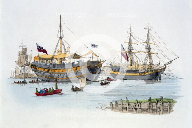 Prison ships, 1805. Artist: William Henry Pyne