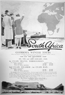 Advert for winter tours of South Africa, 1928. Artist: Unknown