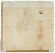 Study for Cab and Front Left Wheel of Coach and Study for Head of Crowned Figure.... Creator: Edward Tennyson Reed (British, 1860-1933).