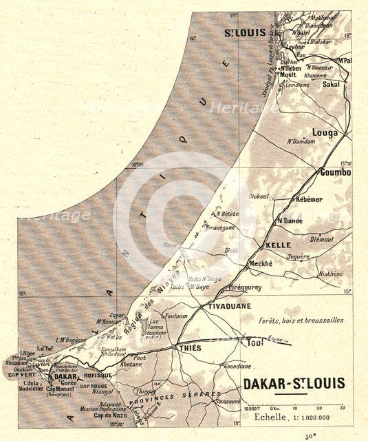 ''Map, Dakar - St Louis; L'Ouest Africain', 1914. Creator: Unknown.