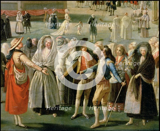 Detail of 'Montgolfier balloon ascension in Madrid', oil on canvas by Antonio Carnicero.