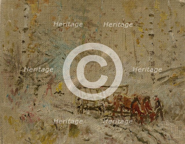 Winter Landscape with a Hay Wagon, 1895-1905. Creator: Ladislav Mednyanszky.