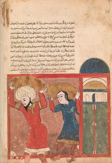 The Merchant and his Accomplice Carry Away Goods, Folio from a Kalila wa Dimna, 18th century. Creator: Unknown.
