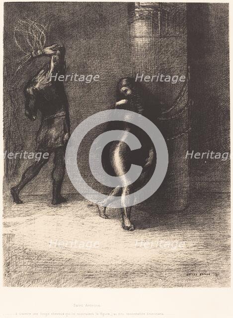 Saint-Antoine...A travers ses longs cheveux qui lui couvraient la figure, j'ai cru reconnaitre..., 1 Creator: Odilon Redon.