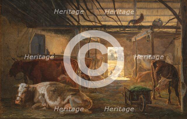 A Cowshed on a Farm at Vejby, Zealand, 1844. Creator: Johan Thomas Lundbye.